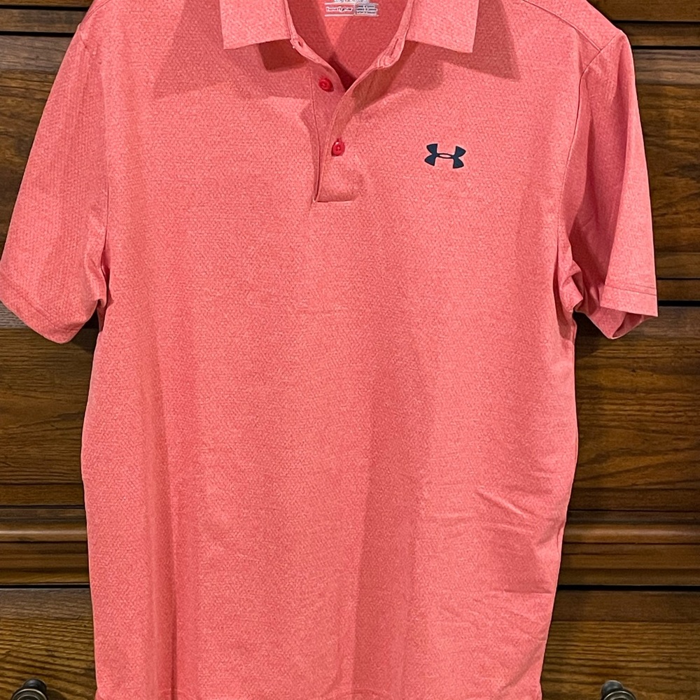 Under Armour Men’s Coral Polo Shirt with Navy Logo